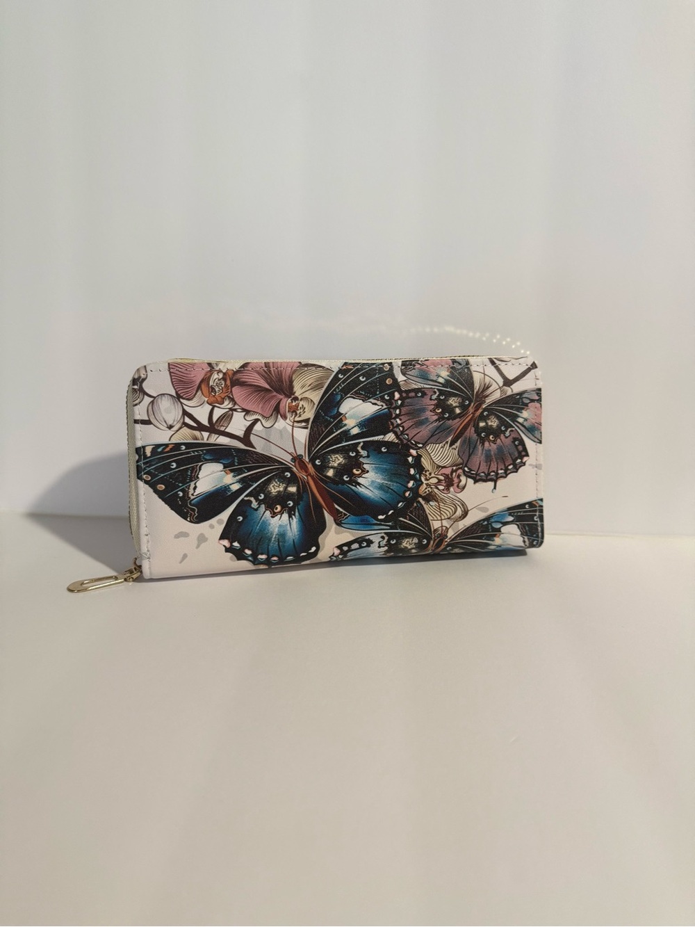 New Women Butterfly Floral Wallet Long Zip Around Purse Card Holder Organizer - Picture 3 of 4